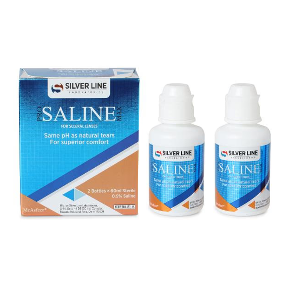 Silver Line Pro Saline Max for Scleral Lenses– Sterile Saline Solution (2 × 60ml) - Getspexy