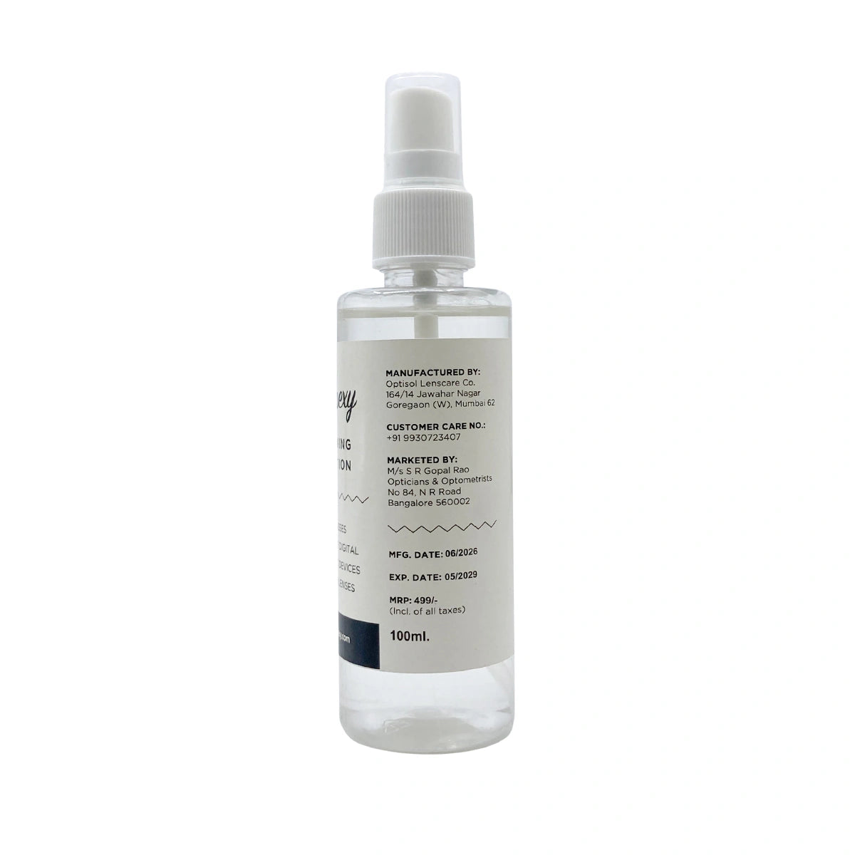 Spectacle, Sunglasses, Laptop,Mobile Phones and Camera Lenses Cleaning Solution - 100ml